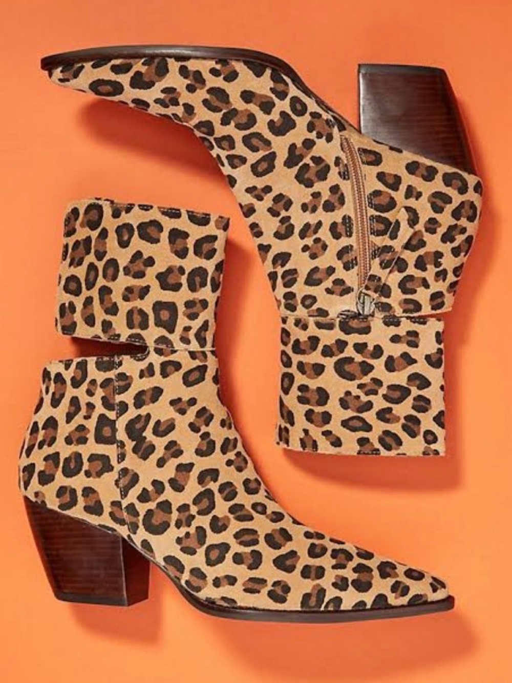 Matisse Good Company Leopard Suede Boots Womens 6.5 M Pointed Toe Cutout Booties